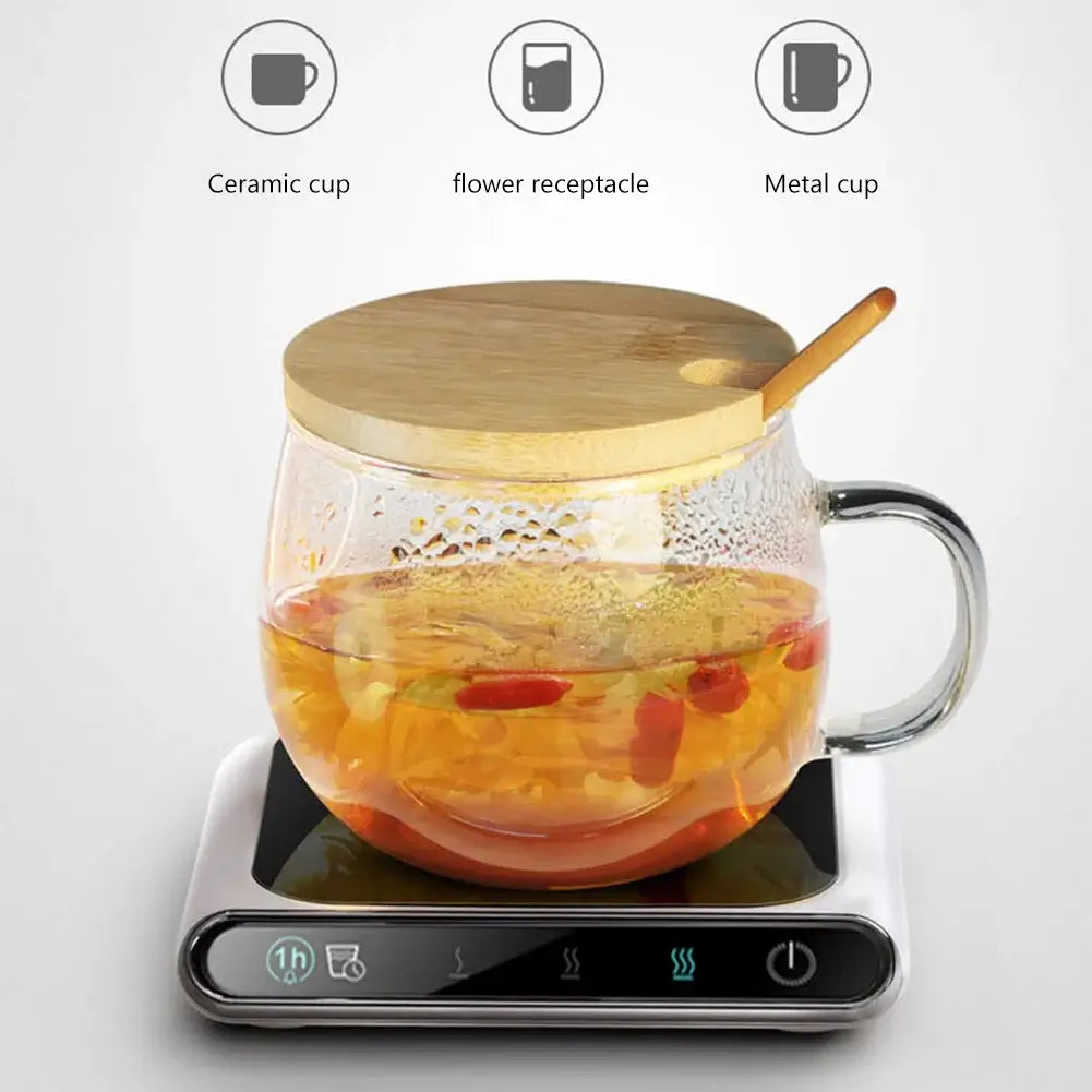 USB Cup Warmer with Glass Cup – Smart Heating Coaster