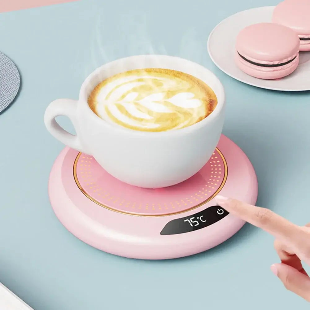 Coffee & Tea Warmer Plate – Pink Design