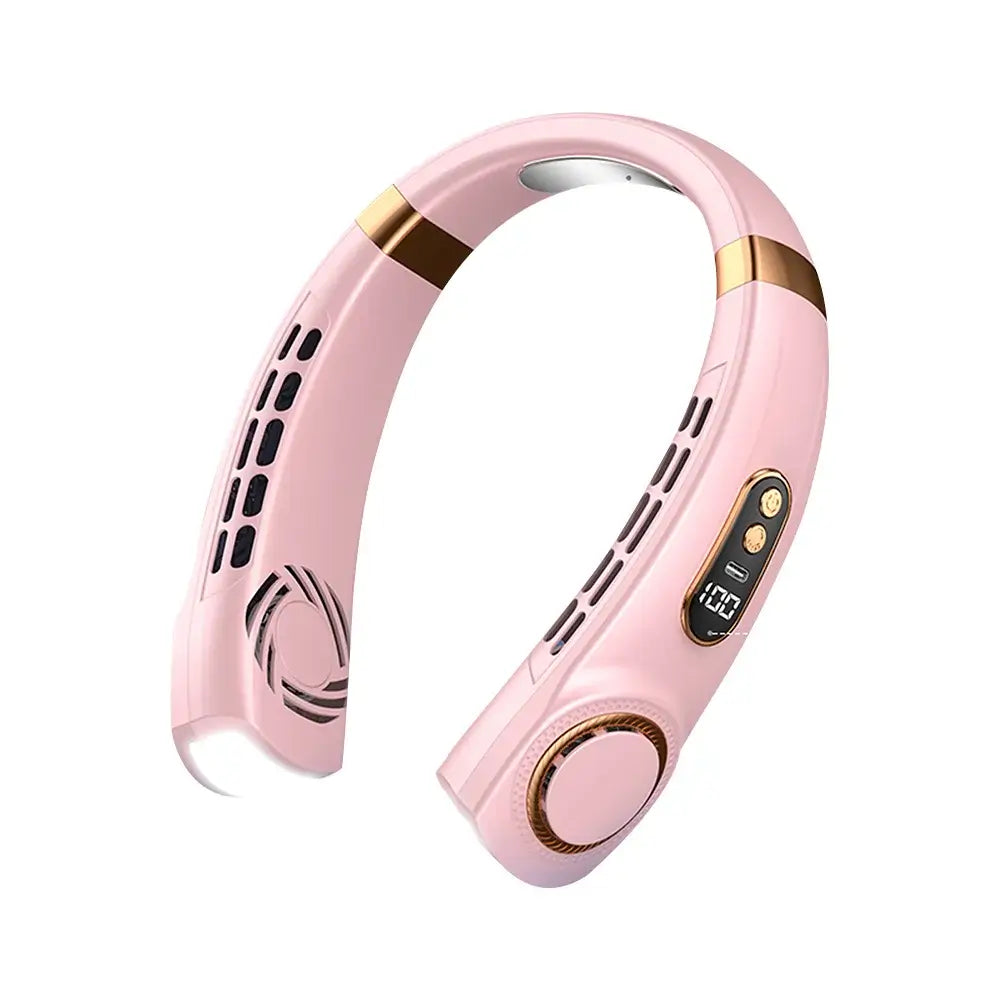 Pink Bladeless Neck Fan USB Rechargeable